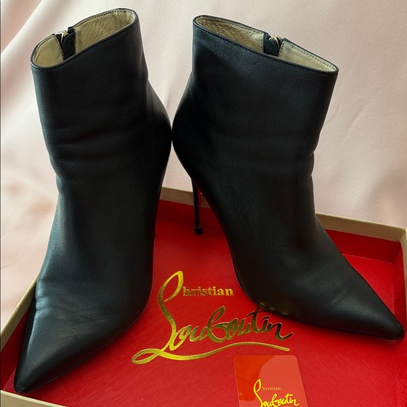 Red Soles Black Stiletto Ankle Boots - Picture 6 of 13